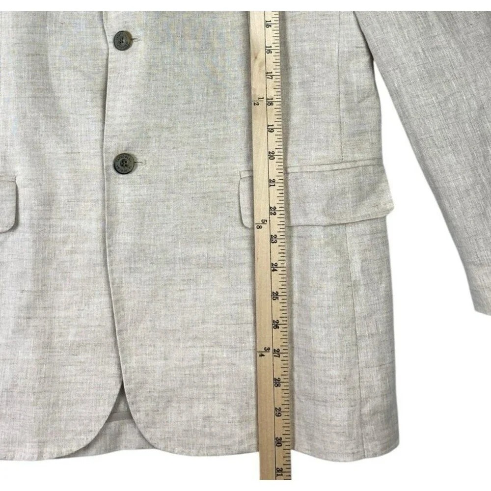 Tasso Elba 100% Linen Blazer Mens L 42-44 Beige 2 Button Sport Coat Jacket